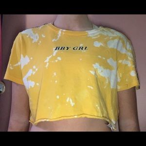bby grl yellow bleached crop top